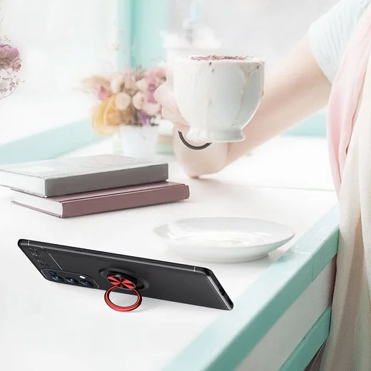 Oppo A74 5G Hoesje Metalen Magnetische Ring Kickstand Zwart afbeelding 8