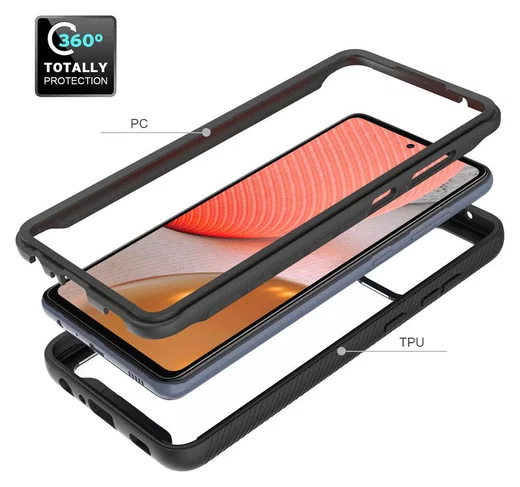 Samsung Galaxy A72 Hoesje Volledig Schokbestendig Hybride Cover Zwart afbeelding 4