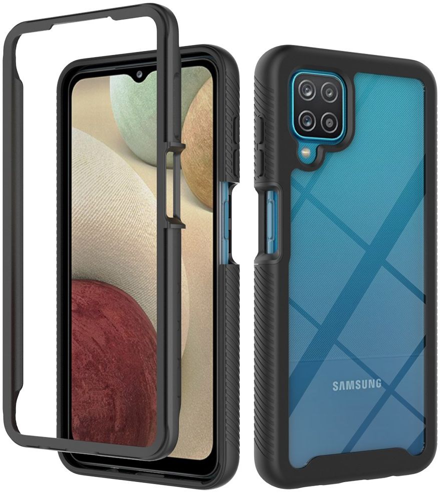 Samsung Galaxy A12 Hoesje Volledig Schokbestendig Hybride Cover Zwart afbeelding 1