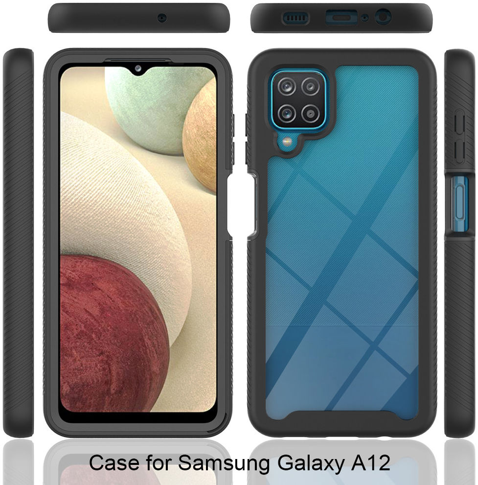 Samsung Galaxy A12 Hoesje Volledig Schokbestendig Hybride Cover Zwart afbeelding 8