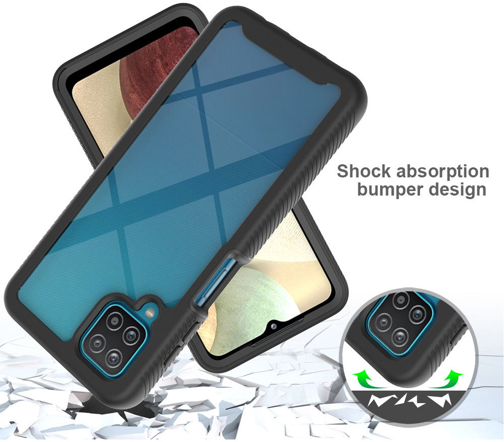 Samsung Galaxy A12 Hoesje Volledig Schokbestendig Hybride Cover Zwart afbeelding 4