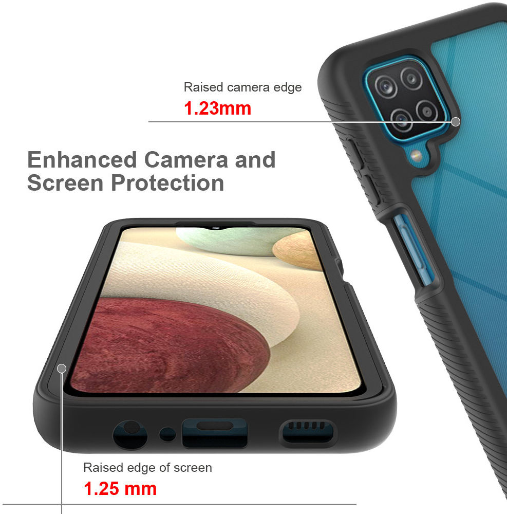 Samsung Galaxy A12 Hoesje Volledig Schokbestendig Hybride Cover Zwart afbeelding 6
