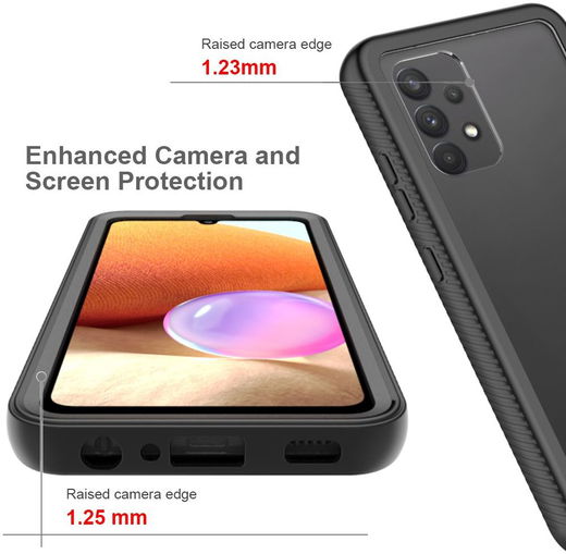 Samsung Galaxy A32 4G Hoesje Volledig Schokbestendig Cover Zwart afbeelding 4