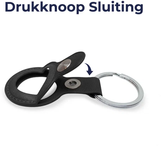 Rosso Deluxe Apple AirTag Sleutelhanger Echt Leer Hoesje Zwart afbeelding 3