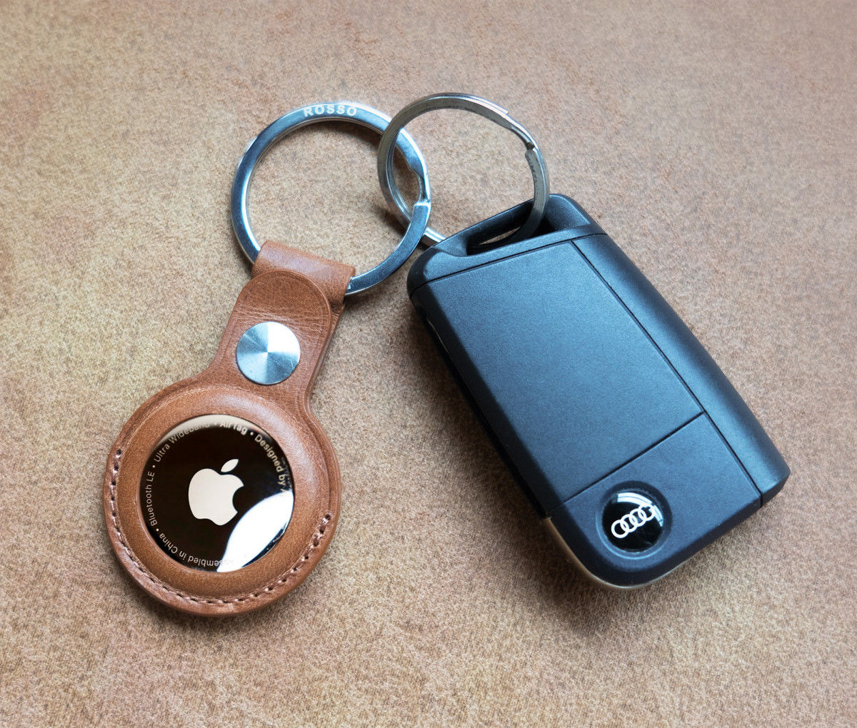 Rosso Deluxe Apple AirTag Sleutelhanger Echt Leer Hoesje Bruin afbeelding 5