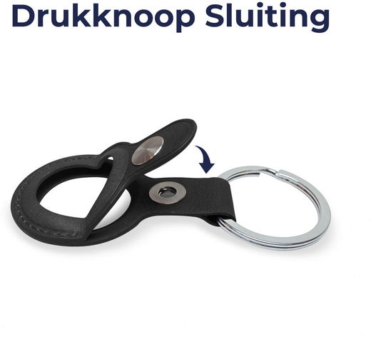 Rosso Element Apple AirTag Sleutelhanger Kunstleer Hoesje Zwart afbeelding 4