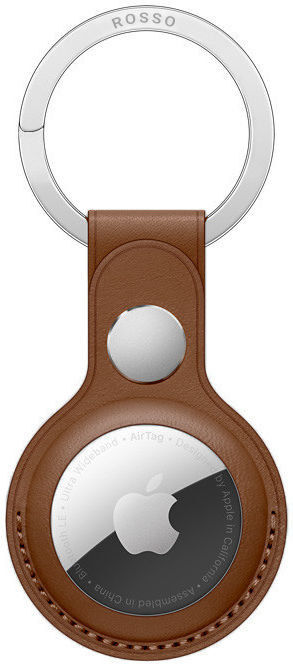 Rosso Element Apple AirTag Sleutelhanger Kunstleer Hoesje Bruin afbeelding 1