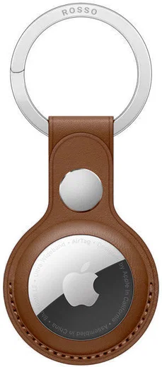 Rosso Element Apple AirTag Sleutelhanger Kunstleer Hoesje Bruin afbeelding 1