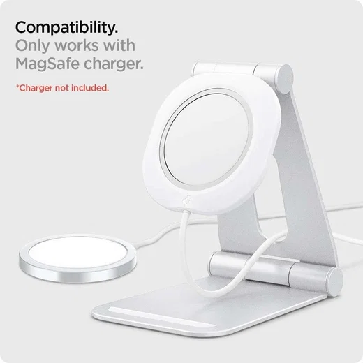 Spigen MagFit S Apple MagSafe Verstelbare Aluminium Houder Wit afbeelding 13