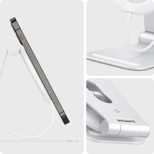 Spigen MagFit S Apple MagSafe Verstelbare Aluminium Houder Wit afbeelding 14