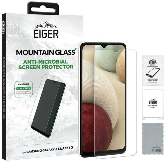 Eiger Plus Samsung Galaxy A12/A32 5G Screen Protector Antibacterieel afbeelding 1