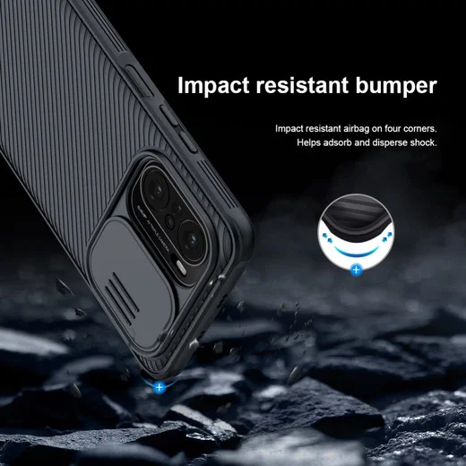 Nillkin CamShield Xiaomi Poco F3 / Mi 11i Hoesje Camera Slider Zwart afbeelding 4