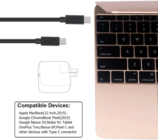 Choetech USB-C naar USB-C Kabel 3 Meter Zwart afbeelding 6