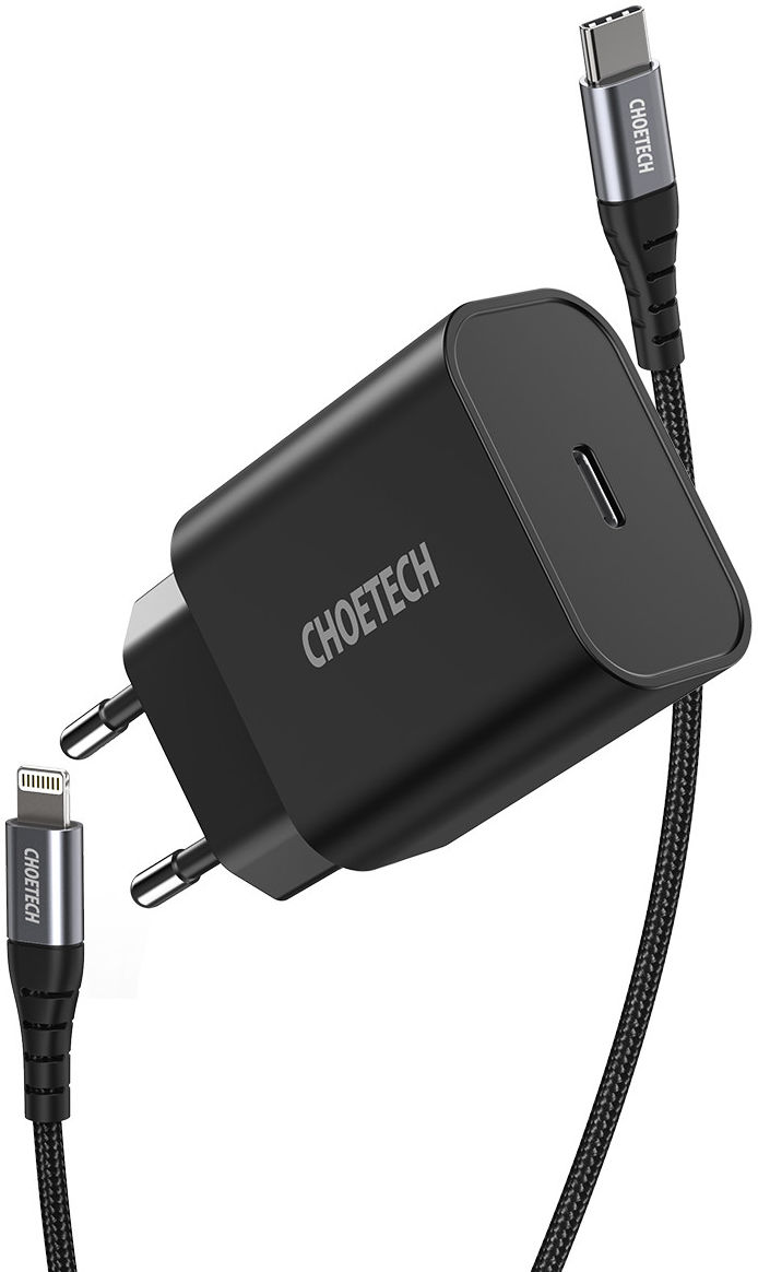 Choetech 20W PD Adapter met USB-C naar Lightning Kabel 1.2 Meter Zwart afbeelding 1