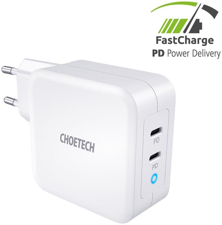 Choetech 100W Power Delivery USB-C Snellader voor Laptop / Macbook Wit afbeelding 1