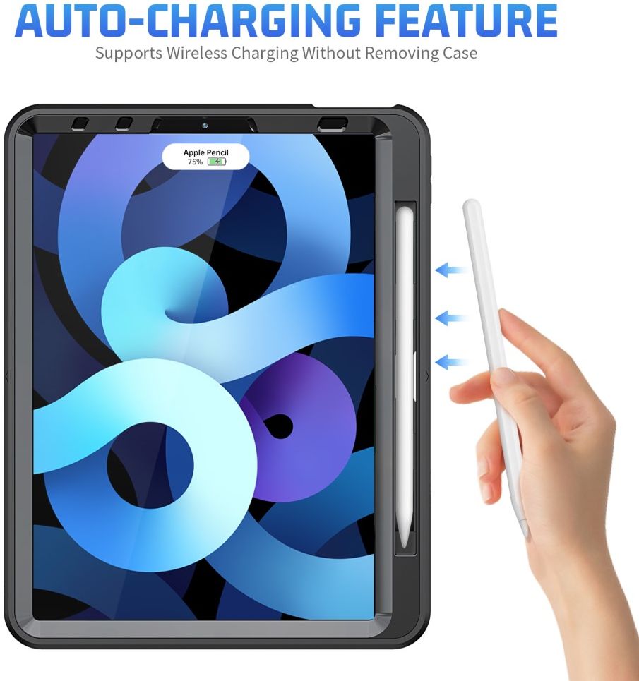 Apple iPad Air 2020 / 2022 Hoes met Handriem En Kickstand Zwart afbeelding 6