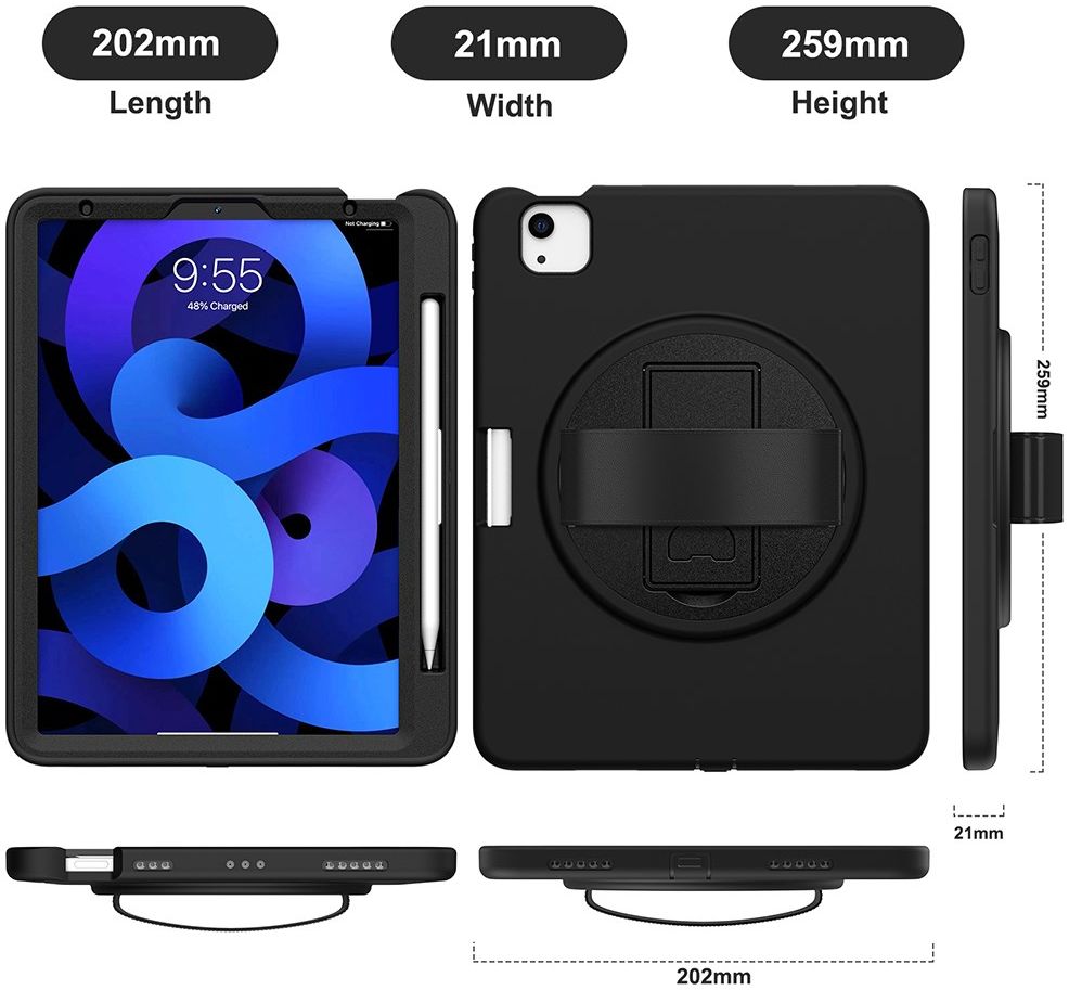 Apple iPad Air (2020/2022) / Pro 11 Hybride Hoesje Handriem Zwart afbeelding 17