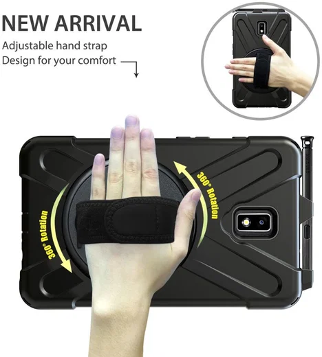 Samsung Galaxy Tab Active 2 Hybride Hoesje met Handriem Zwart afbeelding 18