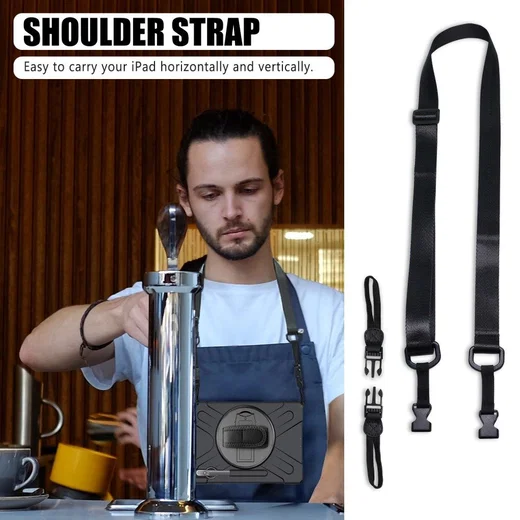 Samsung Galaxy Tab S7+ / S8+ Hybride Kickstand Hoes Handriem Koord Zwart afbeelding 4