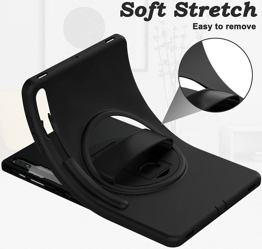 Samsung Galaxy Tab S7+ / S7 FE / S8+ Hybride Kickstand Hoes Handriem Zwart afbeelding 5