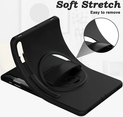 Samsung Galaxy Tab S7+ / S7 FE / S8+ Hybride Kickstand Hoes Handriem Zwart afbeelding 5
