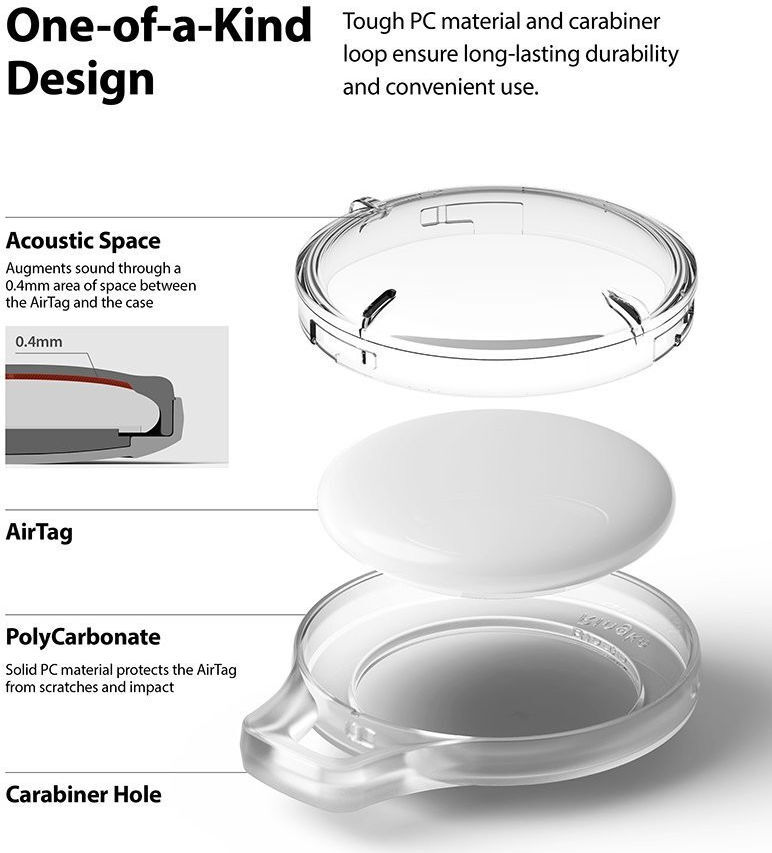 Ringke Apple AirTag Slim Sleutelhanger TPU 4-Pack Transparant afbeelding 4