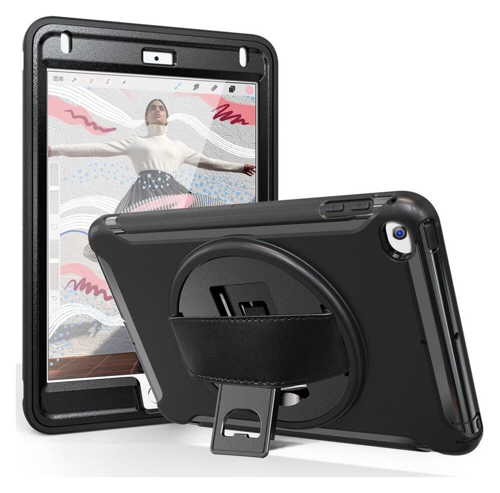 Apple iPad Mini 5/4/3/2/1 Hybride Kickstand Hoesje Handriem Zwart afbeelding 2