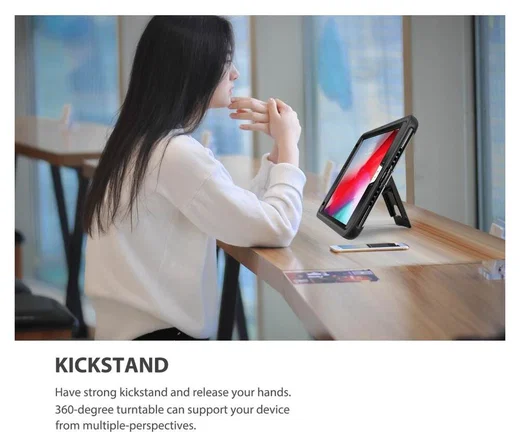 Apple iPad Mini 5/4/3/2/1 Hybride Kickstand Hoesje Handriem Zwart afbeelding 12
