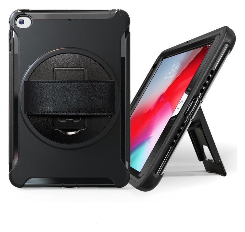 Apple iPad Mini 5/4/3/2/1 Hybride Kickstand Hoesje Handriem Zwart afbeelding 7