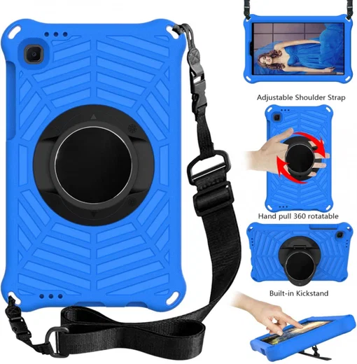 Samsung Galaxy Tab A7 Lite Hoes 360 Graden Kickstand Back Cover Blauw afbeelding 5