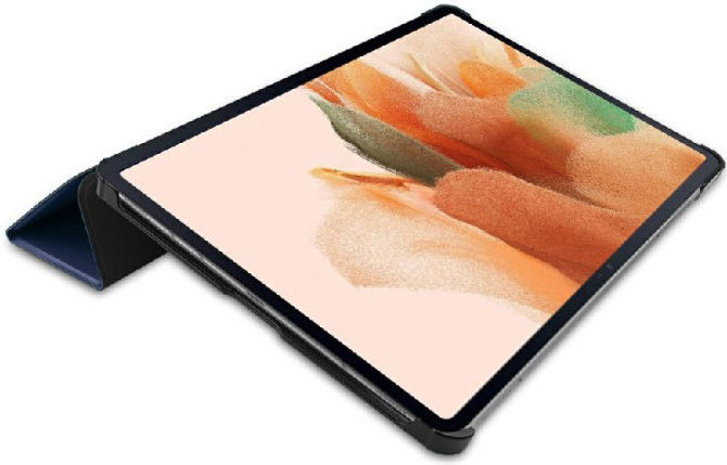 Samsung Galaxy Tab S7 FE Hoes Tri-Fold Book Case Kunstleer Blauw afbeelding 12