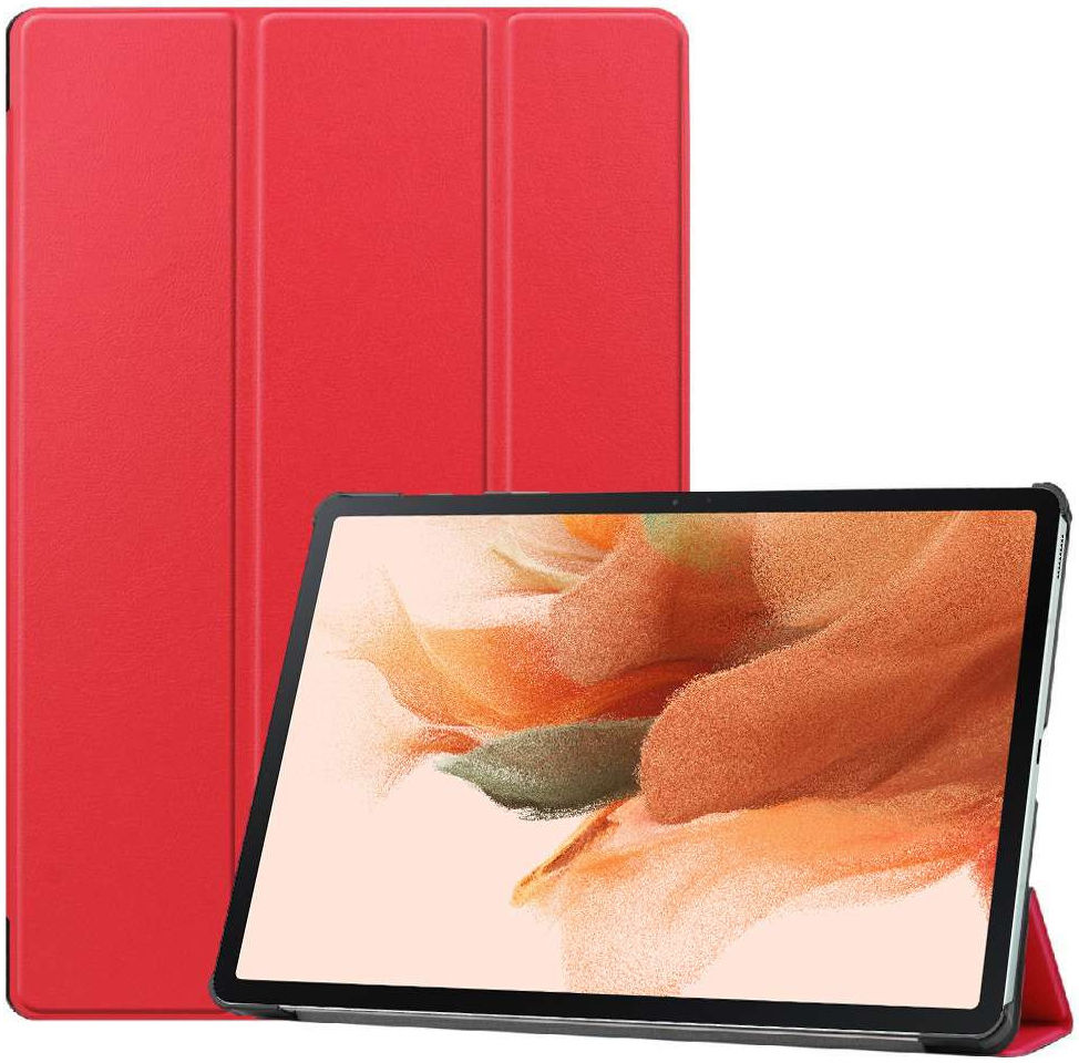 Samsung Galaxy Tab S7 FE Hoes Tri-Fold Book Case Kunstleer Rood afbeelding 1