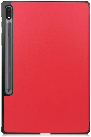 Samsung Galaxy Tab S7 FE Hoes Tri-Fold Book Case Kunstleer Rood afbeelding 10