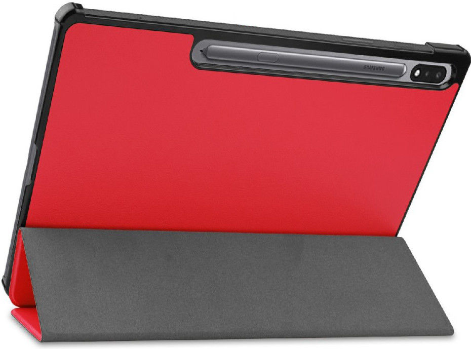 Samsung Galaxy Tab S7 FE Hoes Tri-Fold Book Case Kunstleer Rood afbeelding 12