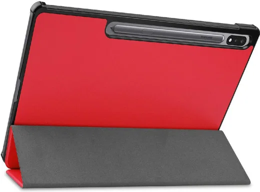 Samsung Galaxy Tab S7 FE Hoes Tri-Fold Book Case Kunstleer Rood afbeelding 12