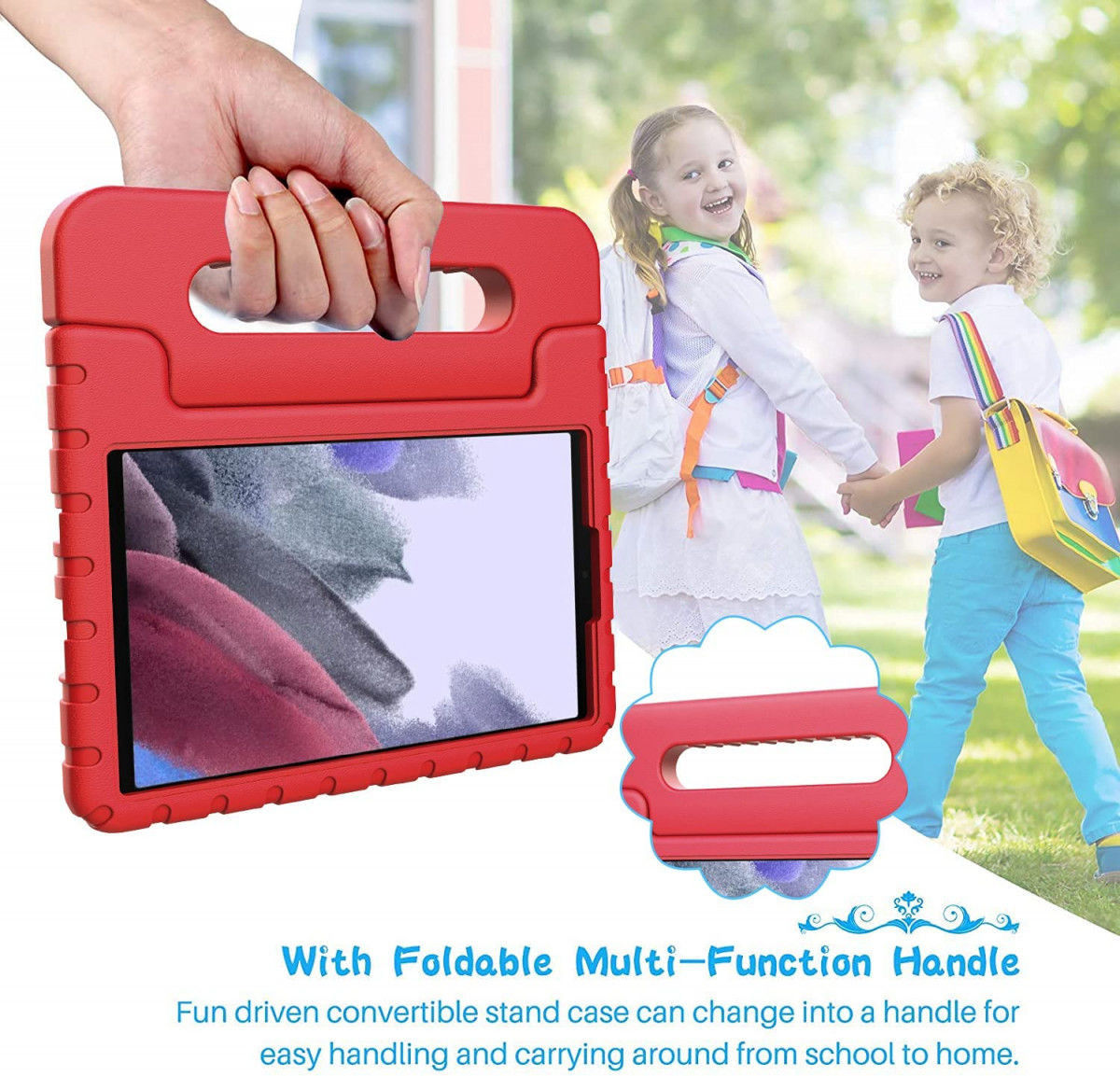 Samsung Galaxy Tab S8+ / S7 FE / S7+ Kinder Tablethoes met Handvat Rood afbeelding 7