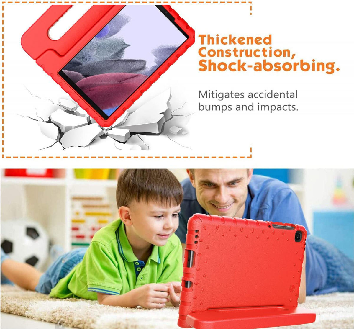 Samsung Galaxy Tab S8+ / S7 FE / S7+ Kinder Tablethoes met Handvat Rood afbeelding 8
