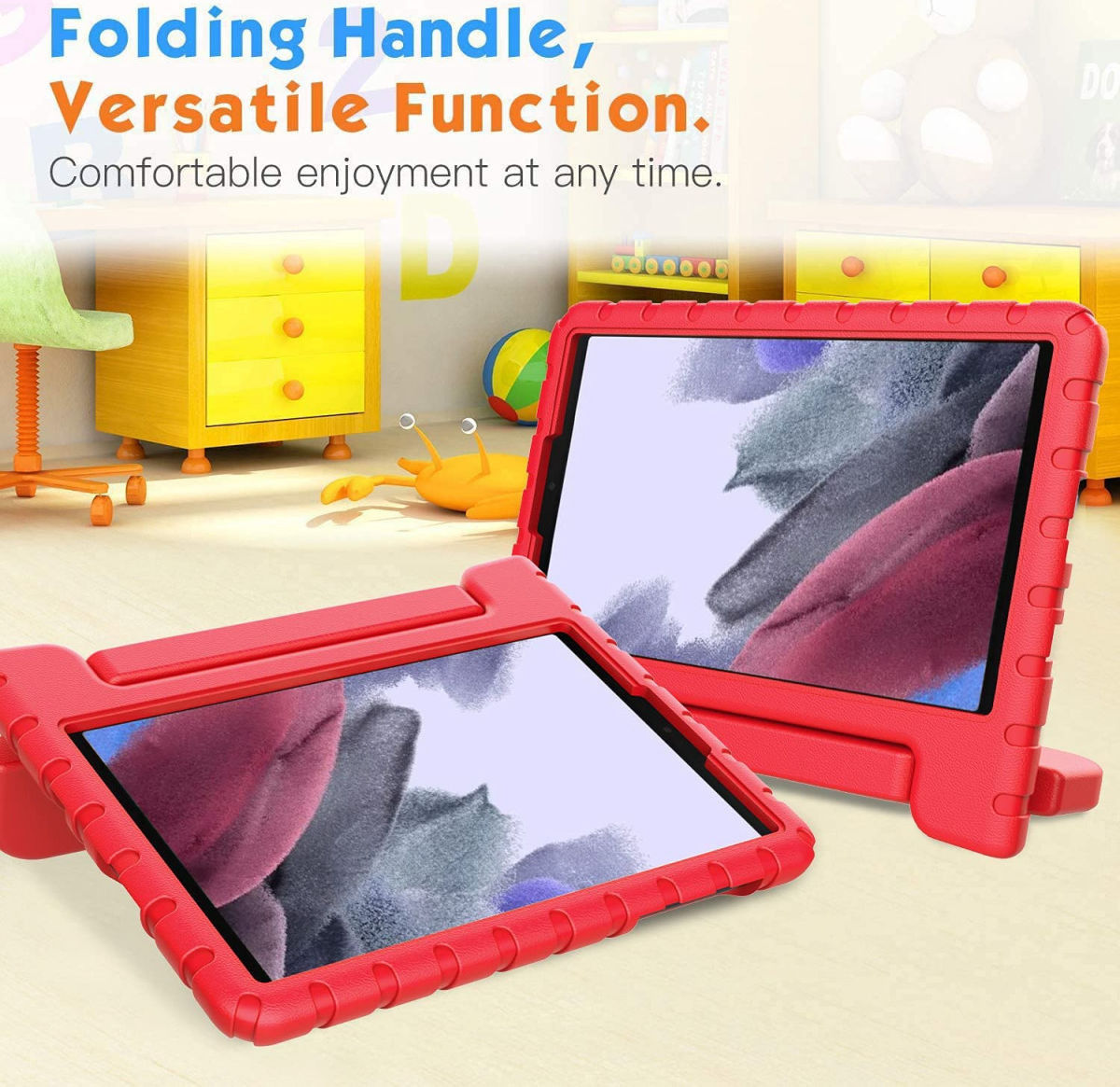 Samsung Galaxy Tab S8+ / S7 FE / S7+ Kinder Tablethoes met Handvat Rood afbeelding 9