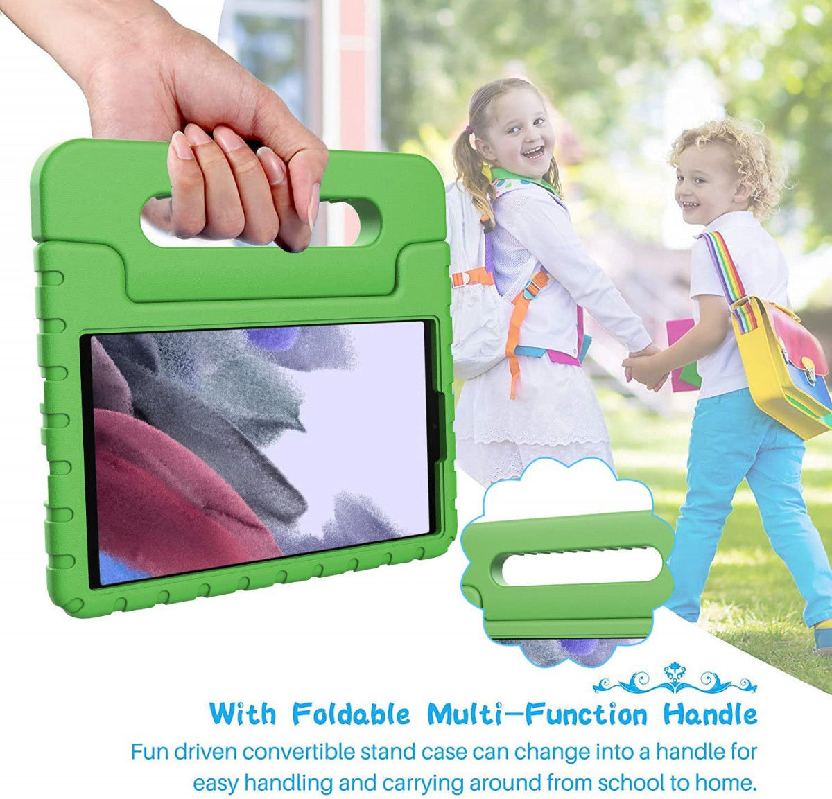 Samsung Galaxy Tab S8+ / S7 FE / S7+ Kinder Tablethoes met Handvat Groen afbeelding 9