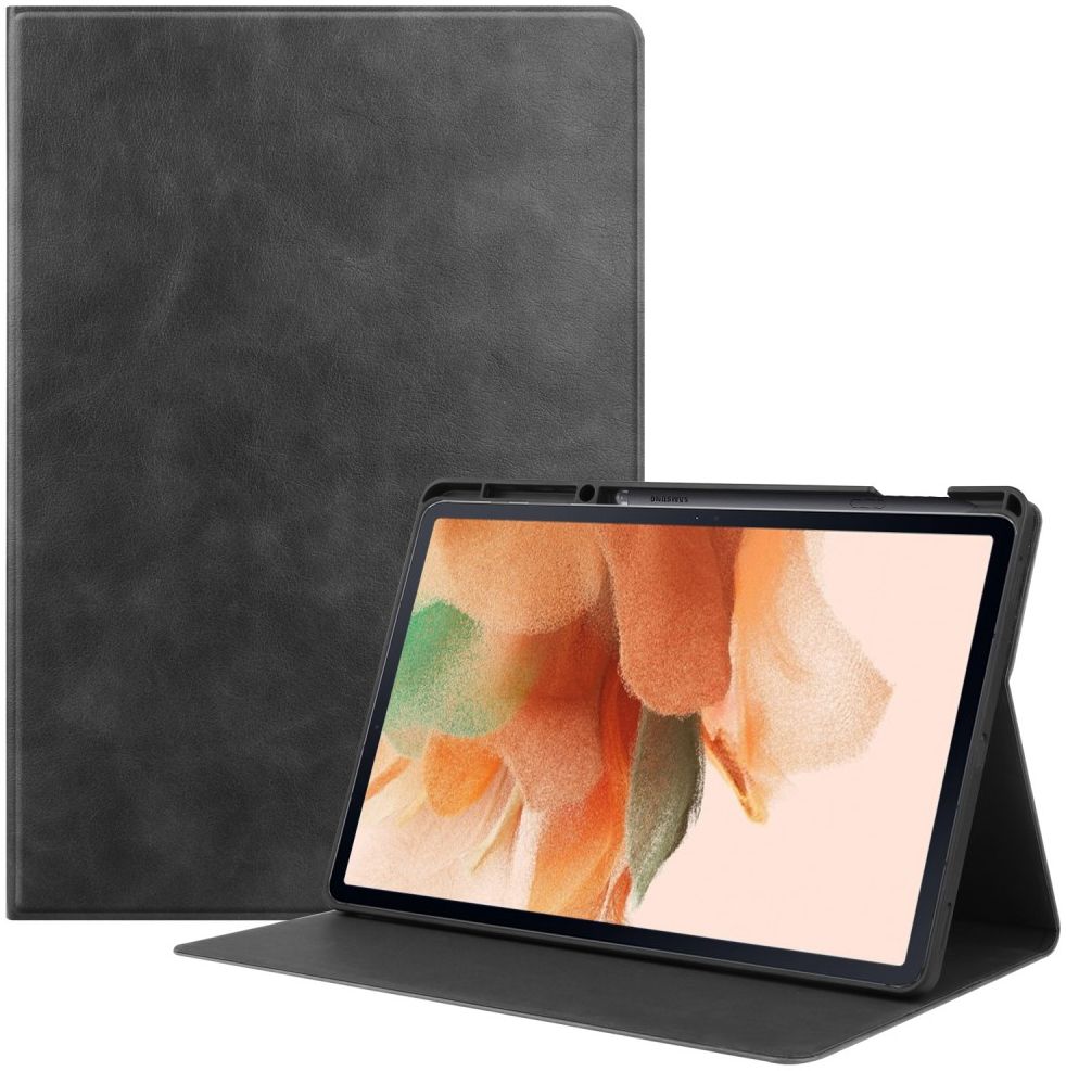 Samsung Galaxy Tab S7 FE Hoes Kunstleer Book Case met Stand Zwart afbeelding 1