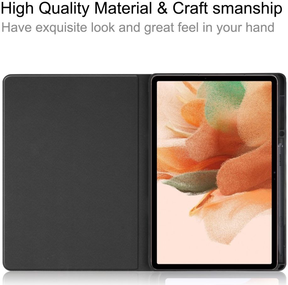 Samsung Galaxy Tab S7 FE Hoes Kunstleer Book Case met Stand Zwart afbeelding 4