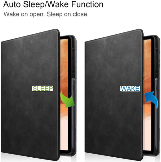 Samsung Galaxy Tab S7 FE Hoes Kunstleer Book Case met Stand Zwart afbeelding 5