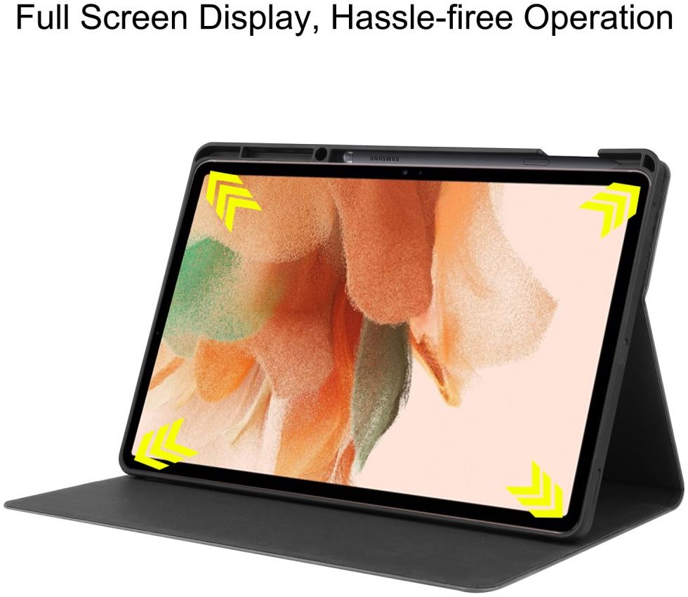 Samsung Galaxy Tab S7 FE Hoes Kunstleer Book Case met Stand Zwart afbeelding 2