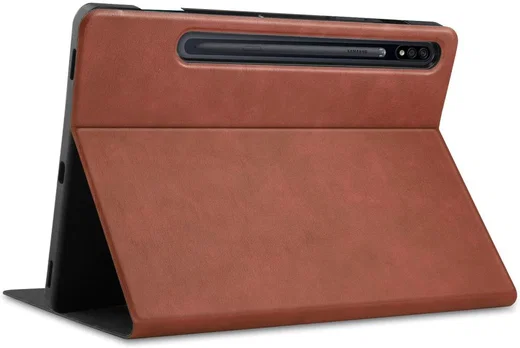 Samsung Galaxy Tab S7 FE Hoes Kunstleer Book Case met Stand Bruin afbeelding 4