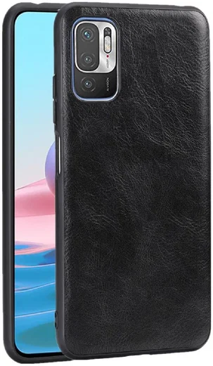 Xiaomi Redmi Note 10 5G/Poco M3 Pro Hoesje met Kunstleer Coating Zwart afbeelding 1
