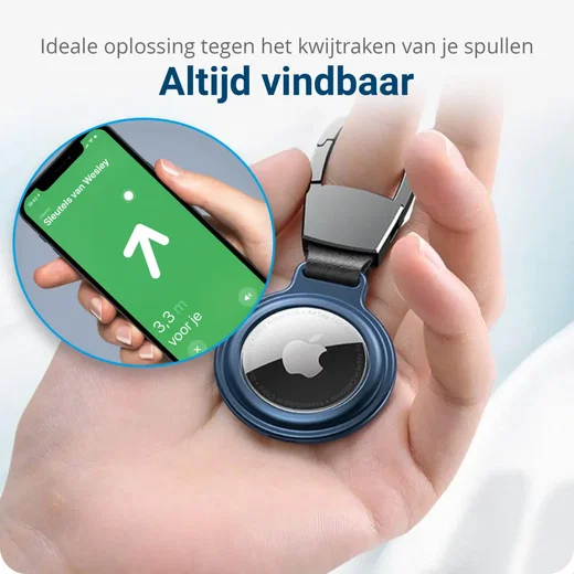 Apple AirTag Sleutelhanger Metalen Case met Magnetische Sluiting Zwart afbeelding 6