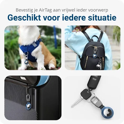 PU lederen AirTag sleutelhanger houder voor Apple AirTags. Anti-verloren, krasbestendige veilige sleutelhanger hoesje voor sleutel, hondenhalsband/kattenhalsband, bagage, tas. Beschermhoes Air Tag
