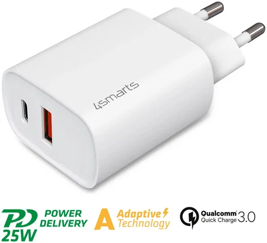 4smarts VoltPlug 25W USB-A QC en USB-C Power Delivery Adapter Wit afbeelding 2
