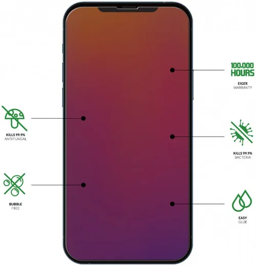 Eiger Mountain+ iPhone 13 Pro Max Tempered Glass Antibacterieel Plat afbeelding 3