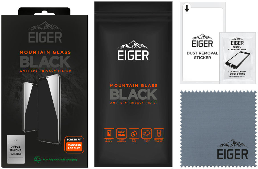Eiger Apple iPhone 13 Mini Privacy Glass Case Friendly Screenprotector afbeelding 2